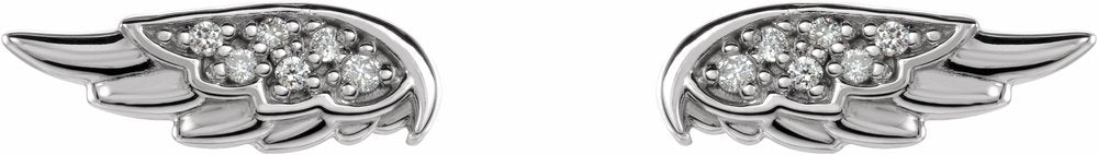 14K White .03 CTW Natural Diamond Angel Wing Earrings