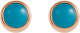 14K Rose Natural Turquoise Bezel-Set Earrings