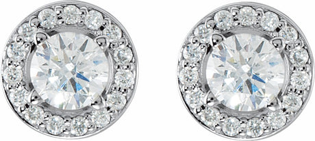 14K White 1/2 CTW Lab-Grown Diamond Halo-Style Earrings