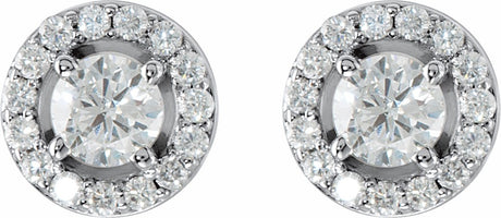 14K White 9/10 CTW Lab-Grown Diamond Halo-Style Earrings