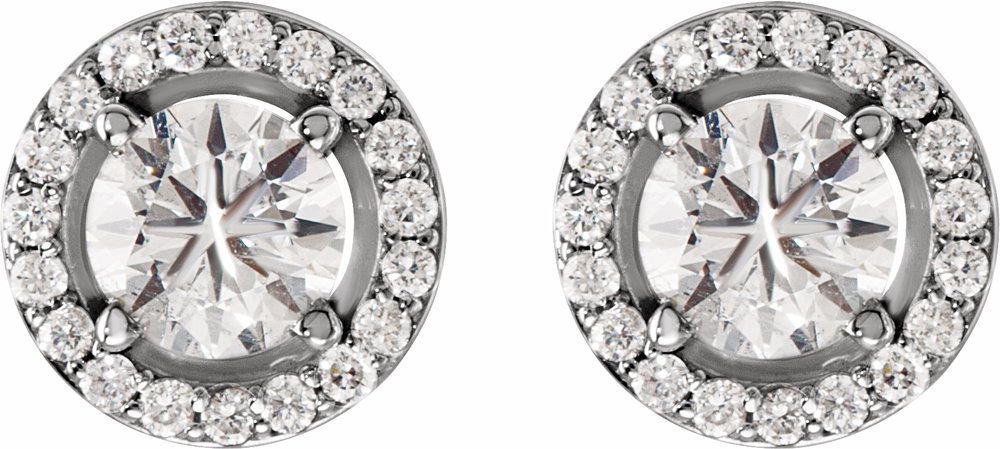 14K White 1 5/8 CTW Lab-Grown Diamond Halo-Style Earrings