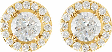 14K Yellow 1 1/2 CTW Lab-Grown Diamond Halo-Style Earrings