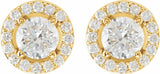 14K Yellow 1 1/3 CTW Lab-Grown Diamond Halo-Style Earrings