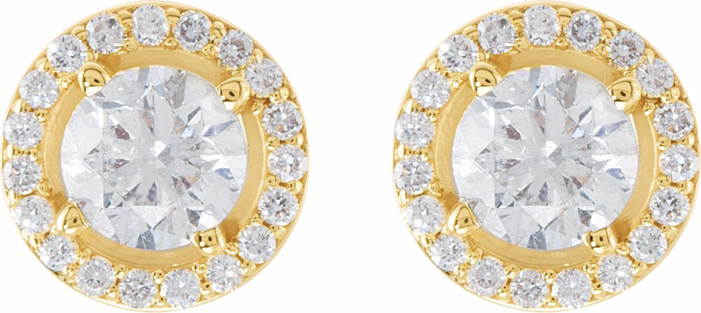 14K Yellow 1 5/8 CTW Lab-Grown Diamond Halo-Style Earrings