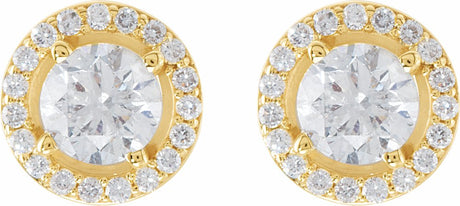 14K Yellow 1 5/8 CTW Lab-Grown Diamond Halo-Style Earrings