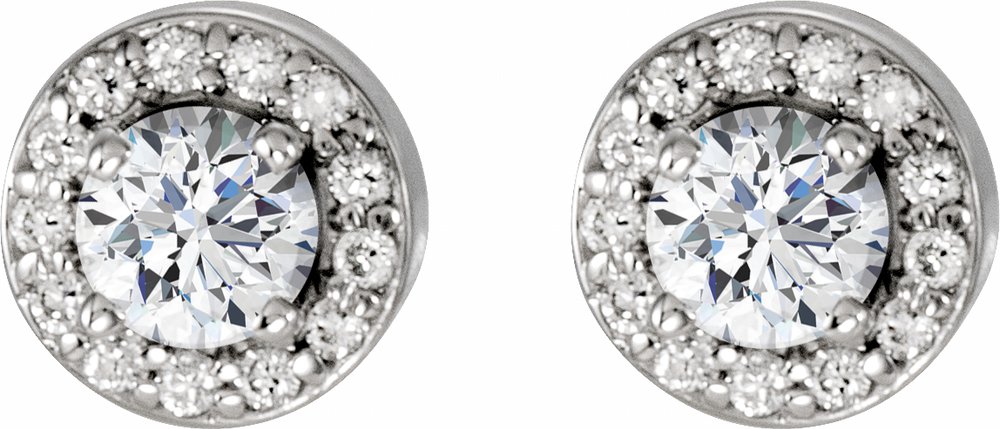 14K White 3/8 CTW Natural Diamond Halo-Style Earrings