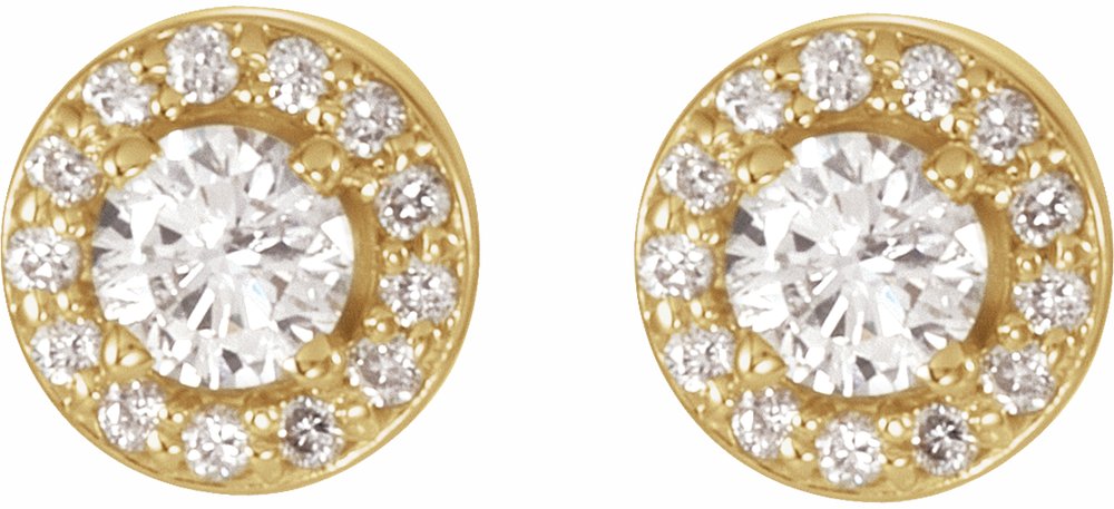 14K Yellow 9/10 CTW Lab-Grown Diamond Halo-Style Earrings