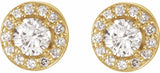 14K Yellow 9/10 CTW Lab-Grown Diamond Halo-Style Earrings