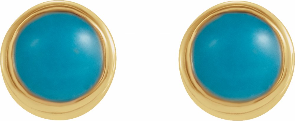14K Yellow Gold Natural Turquoise Bezel-Set Earrings