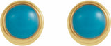 14K Yellow Gold Natural Turquoise Bezel-Set Earrings