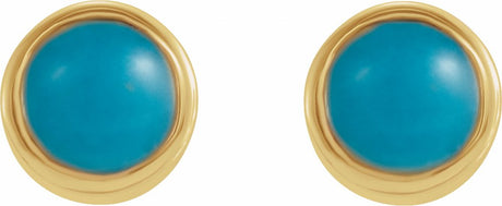 14K Yellow Gold Natural Turquoise Bezel-Set Earrings