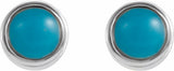 14K White Gold Natural Turquoise Bezel-Set Earrings