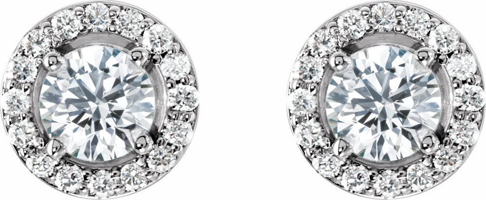 14K White 1 1/2 CTW Lab-Grown Diamond Halo-Style Earrings