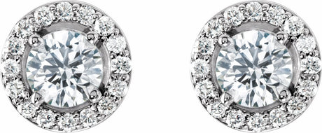 14K White 1 1/3 CTW Lab-Grown Diamond Halo-Style Earrings