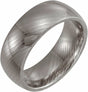 Damascus Steel 8 mm Half Round Patterned Comfort-Fit Band Size 8