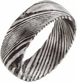 Damascus Steel 8 mm Comfort-Fit Half Round Band Size 7