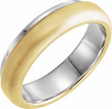 14K Yellow & White 6 mm Edged Band with Brushed Finished Size 10.5