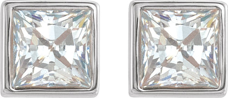 14K White 3/8 CTW Lab-Grown Diamond Bezel Earrings