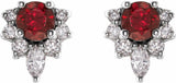 14K White Gold Natural Mozambique Garnet & 1/6 CTW Natural Diamond Earrings
