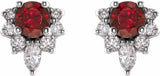 14K White Gold Natural Mozambique Garnet & 1/6 CTW Natural Diamond Earrings