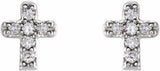 14K White .06 CTW Natural Diamond Youth Cross Earrings