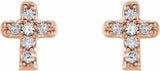 14K Rose .06 CTW Natural Diamond Youth Cross Earrings