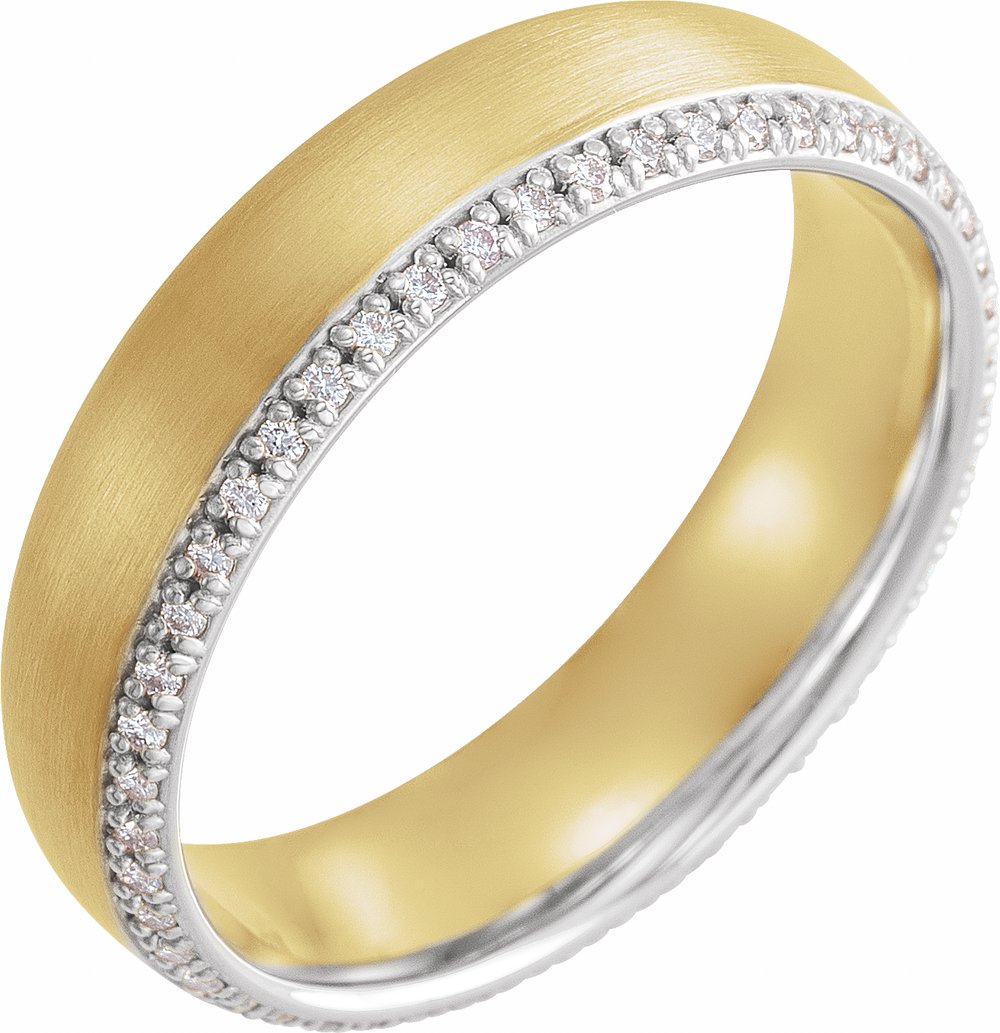 14K Yellow & White 6 mm 1/4 CTW Natural Diamond Band Size 11