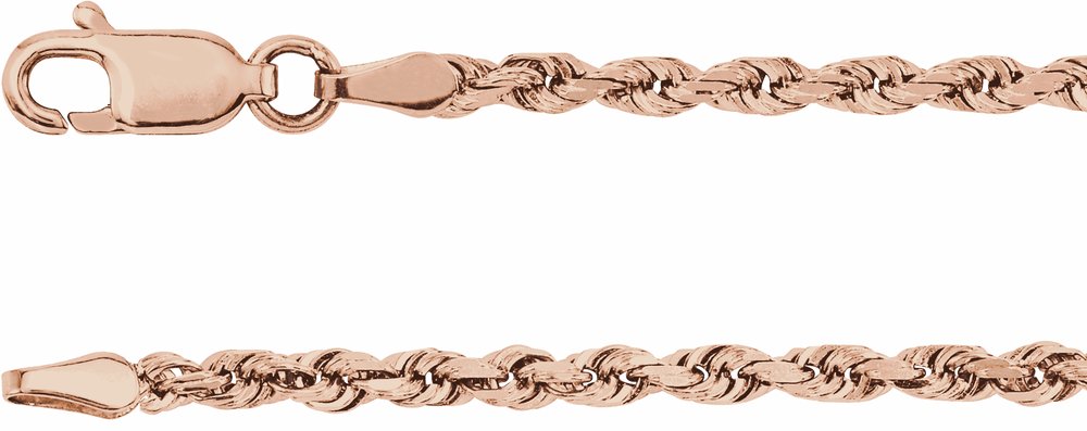 14K Rose Gold 2.5 mm Diamond-Cut Rope 16" Chain