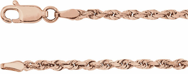 14K Rose Gold 2.5 mm Diamond-Cut Rope 16" Chain