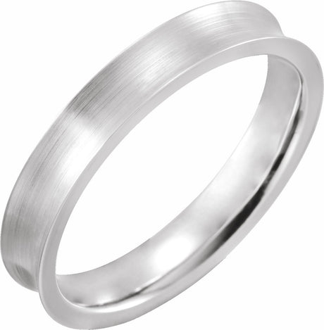 14K White 4 mm Concave Edge Band with Satin Finish Size 9