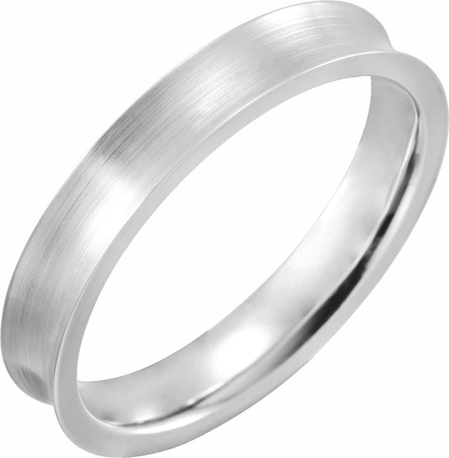 14K White 4 mm Concave Edge Band with Satin Finish Size 9