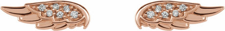 14K Rose .03 CTW Natural Diamond Angel Wing Earrings