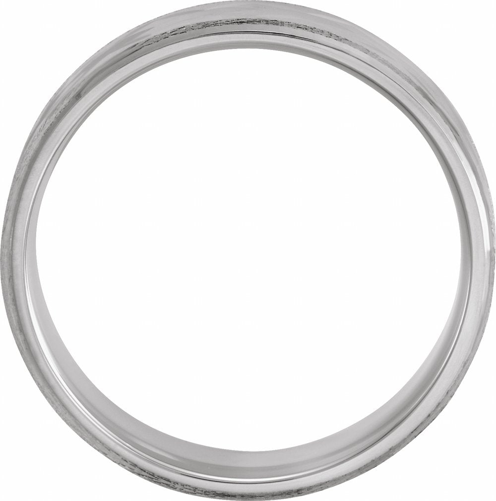 14K White 6 mm Design Band with Satin/Polished Finish Size 10.5