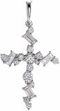 14K White 1/2 CTW Natural Diamond Scattered Cross Pendant