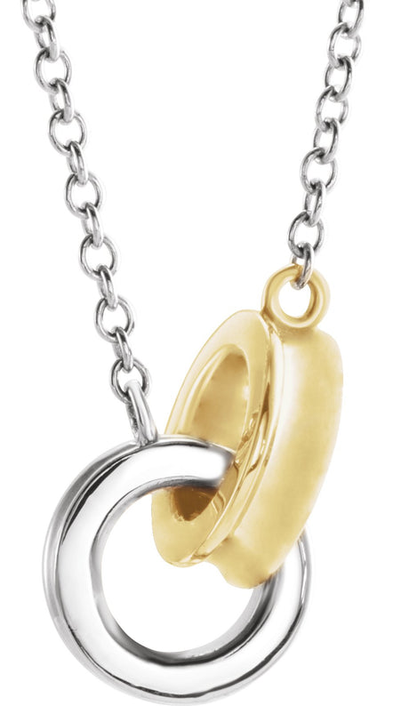 14K White/Yellow Gold Interlocking Circle 16" Necklace