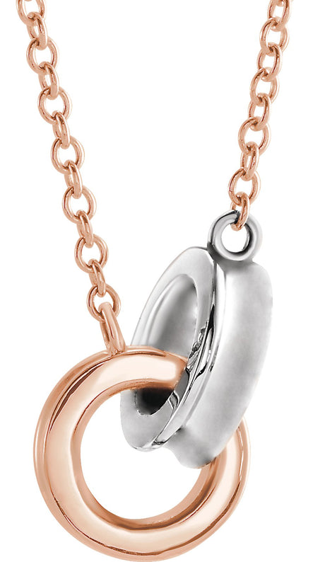 14K Rose/White Gold Interlocking Circle 18" Necklace