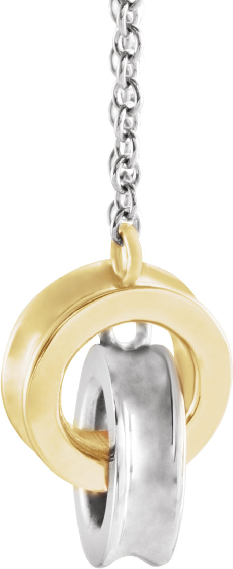 14K White/Yellow Gold Interlocking Circle 16" Necklace