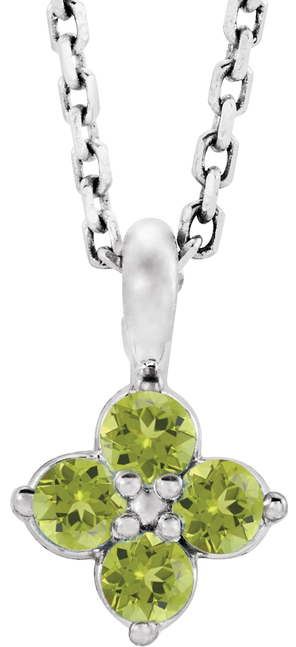 Sterling Silver Imitation Peridot Youth 16-18" Necklace