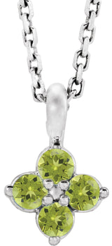 Sterling Silver Imitation Peridot Youth 16-18" Necklace