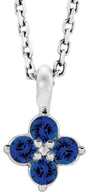 14K White Natural Blue Sapphire Youth 16-18" Necklace