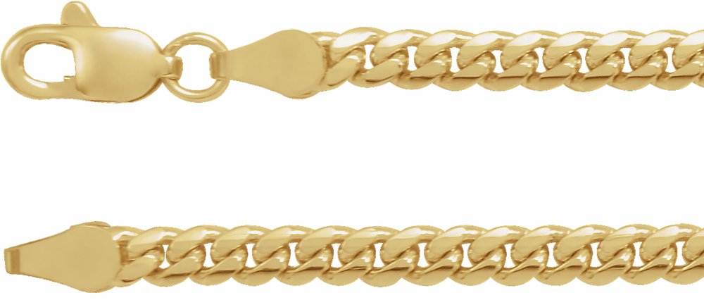 14K Yellow 3.3 mm Cuban Link Curb 24" Chain