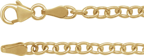 14K Yellow Gold 3.25 mm Oval Cable 7" Chain