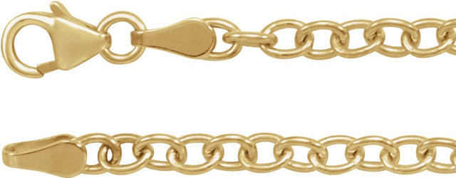 14K Yellow Gold 3.25 mm Oval Cable 7" Chain
