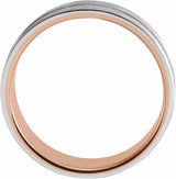 14K Rose & White 7 mm Comfort-Fit Band with Matte Finish Size 9