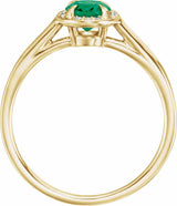 14K Yellow Gold 7x5 mm Lab-Grown Emerald & .03 CTW Natural Diamond Ring