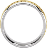 14K White/Yellow Gold 6.75 mm Rope Hand-Woven Comfort-Fit Flat Band  Size 15