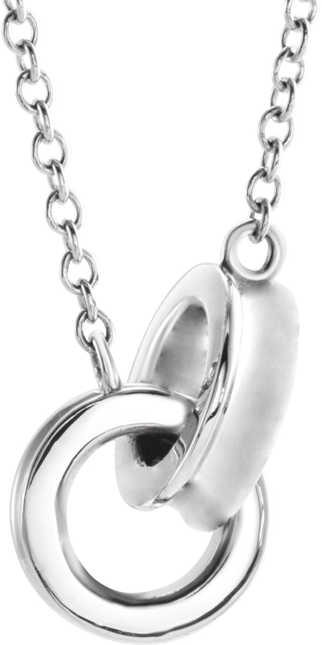 14K White Gold Interlocking Circle 18" Necklace