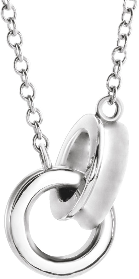 14K White Gold Interlocking Circle 18" Necklace
