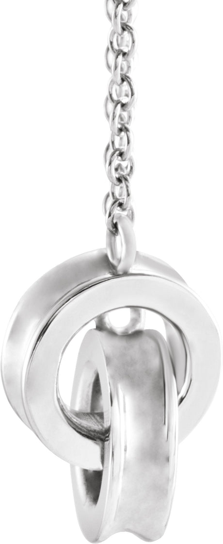 14K White Gold Interlocking Circle 18" Necklace