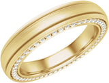 14K Yellow 1/2 CTW Natural Diamond Grooved Band with Satin Finish Size 7